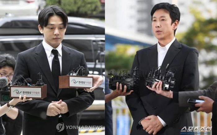 Từ trái qua: diễn viên Yoo Ah In, Lee Sun Kyun hợp tác điều tra với cảnh sát liên quan đến các cáo buộc sử dụng ma túy