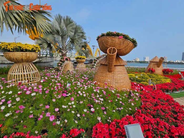 Các không gian, tiểu cảnh tại đường hoa Tết thu hút nhiều người dân, du khách đến check-in.
