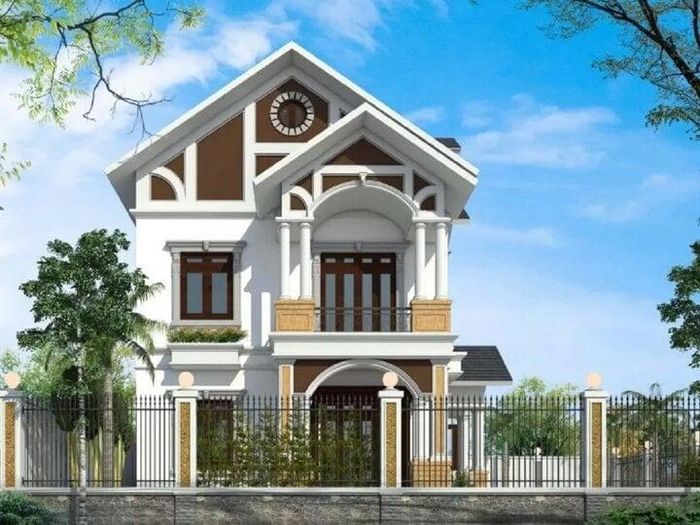 Mẫu biệt thự 2 tầng thiết kế đơn giản nhưng vẫn đầy đủ công năng, được nhiều người lựa chọn xây dựng. (Ảnh: Vinavic)
