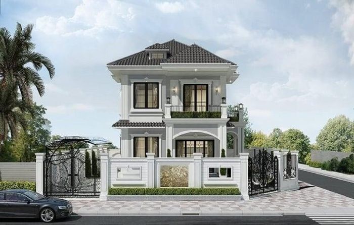 Mẫu biệt thự được xây dựng, thiết kế không quá cầu kỳ nhưng vẫn vô cùng bắt mắt. (Ảnh: Vinavic)