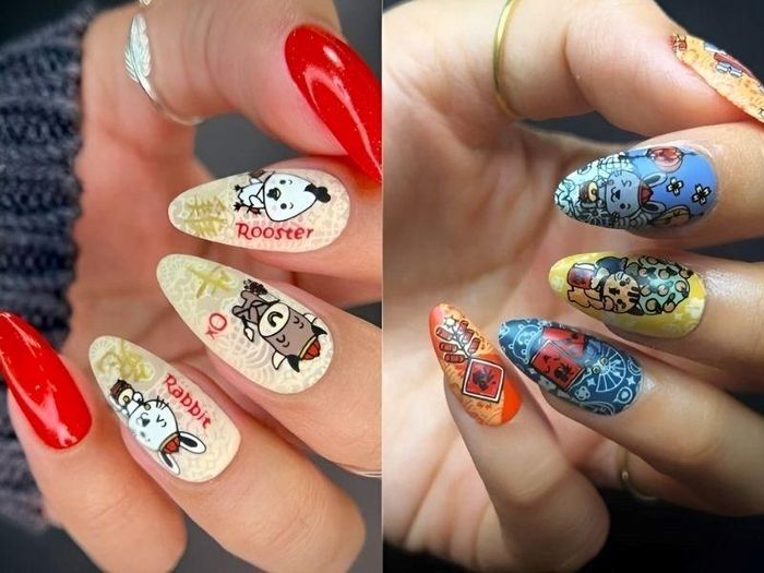 Năm nay bạn có thể lựa chọn mẫu nail họa tiết 12 con giáp độc đáo, mới lạ.