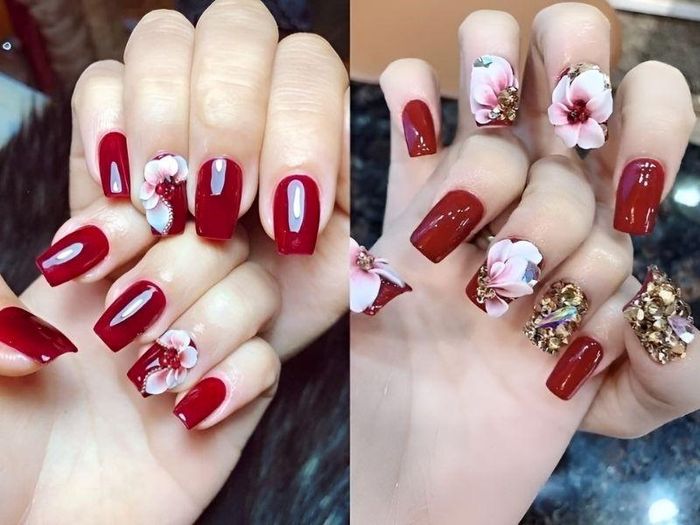 Với những kiểu nail đắp bột giúp chị em thêm tự tin du Xuân, đón Tết.