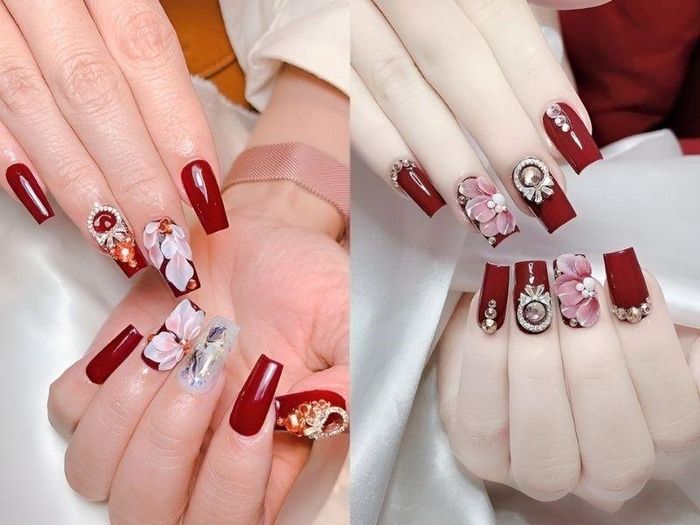 Mẫu nail đắp bột được nhiều chị em lựa chọn.