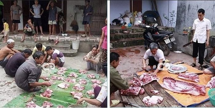 Chia phần thịt lợn (Ảnh tư liệu)