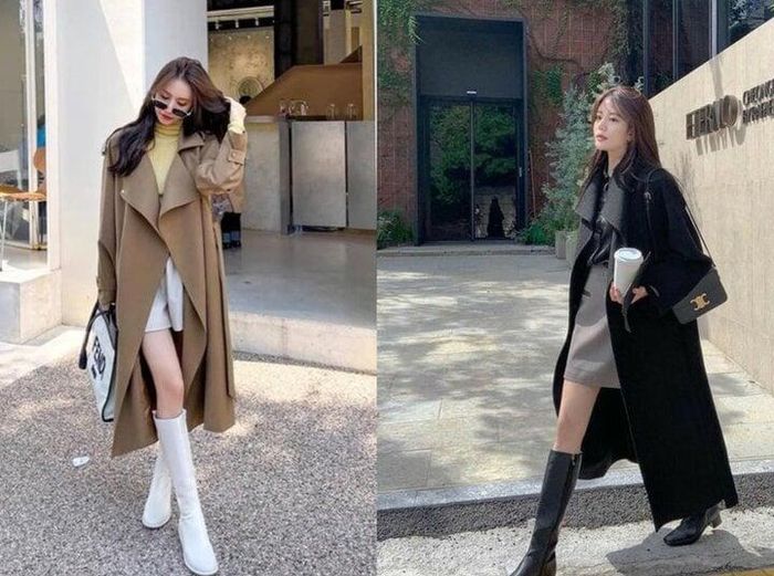 Với những cô gái có phong cách gợi cảm thì việc kết hợp boots cao cổ cùng áo khoác dài là sự lựa chọn hoàn hảo.