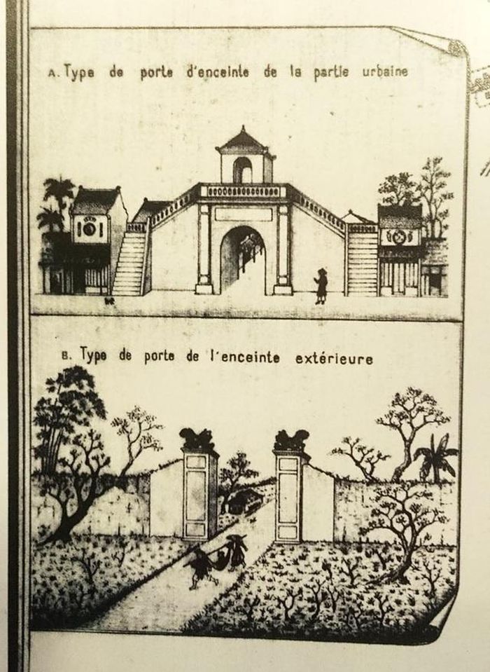 Thiết kế cửa ô thể hiện trên bản đồ Hà Nội 1885