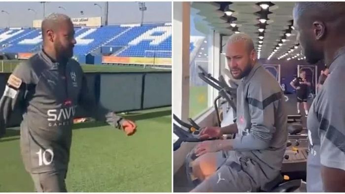 Neymar lộ rõ vòng hai to bất thường trên sân tập Al Hilal.
