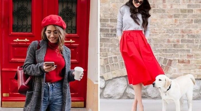 Tông lạnh của màu xám làm màu đỏ bật ra, tăng thêm vẻ ấn tượng.