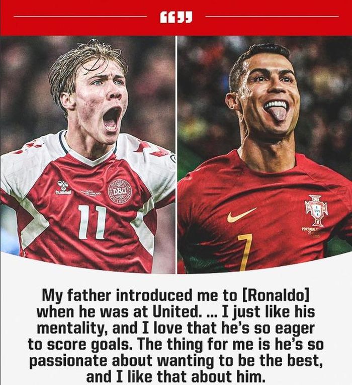 Ronaldo là niềm cảm hứng của Hojlund