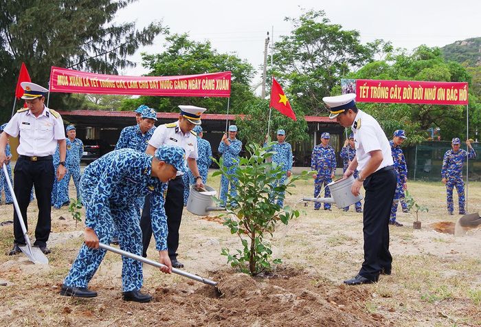 Trung đoàn 196 đã trồng mới hơn 100 cây ăn quả
