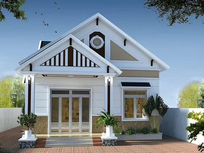 Các chi tiết chạm khắc hình học đơn giản (đường chéo, ô vuông, chữ nhật) đến từ hệ thống mái, cửa sổ, cửa chính mang đến vẻ đẹp ấn tượng, hiện đại nhưng không hề mờ nhạt. Ảnh: Xaynhadeponline