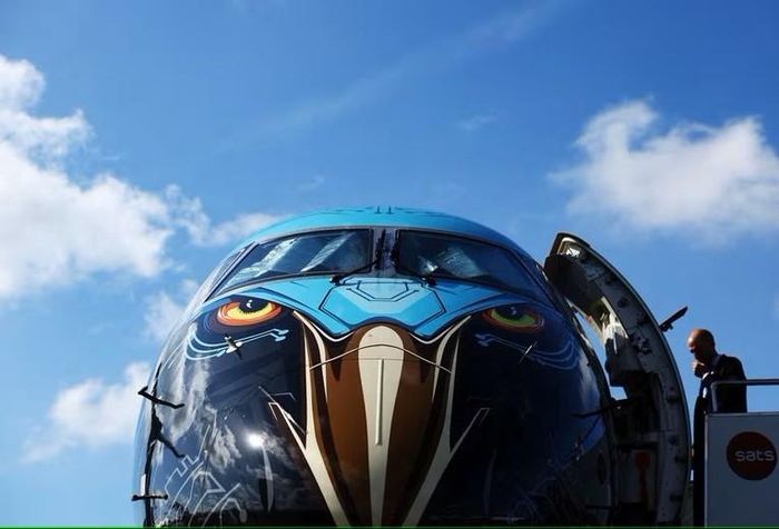 Một chiếc máy bay Embraer E195-E2 Profit Hunter được trưng bày tại Triển lãm hàng không Singapore, ngày 20/2. Ảnh: Reuters
