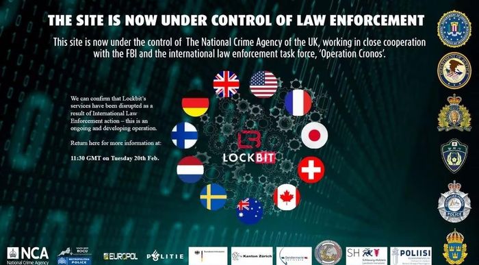 Thông báo cho thấy nhóm các cơ quan tình báo toàn cầu đã giành quyền kiểm soát trang web đen có tên Lockbit. Ảnh: Reuters