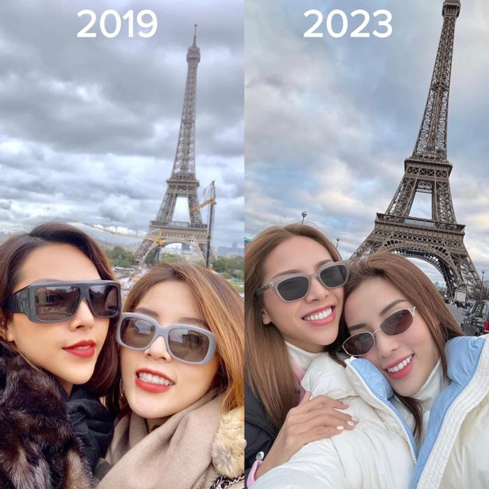  Ở hình ảnh khác, hai người tái hiện khoảnh khắc cùng đón nhau đón năm mới tại Paris (Pháp) vào 2019. Chú thích cho tấm hình này, Kỳ Duyên bày tỏ: "Vẫn là Paris, vẫn là cùng nhau". Suốt những năm qua, hai người mẫu có lượng fan chung đông đảo luôn yêu thích và quan tâm mọi hoạt động của họ. 