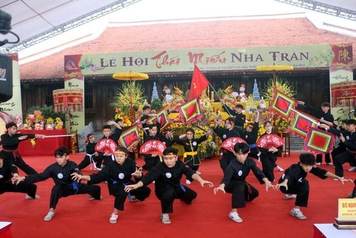 Màn múa võ cổ truyền Việt Nam tại Lễ khai hội Thái miếu nhà Trần. Ảnh tư liệu: Thanh Vân-TTXVN
