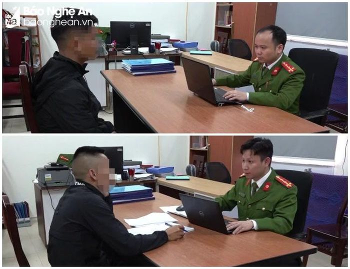 Các đối tượng tại cơ quan công an. Ảnh: VH