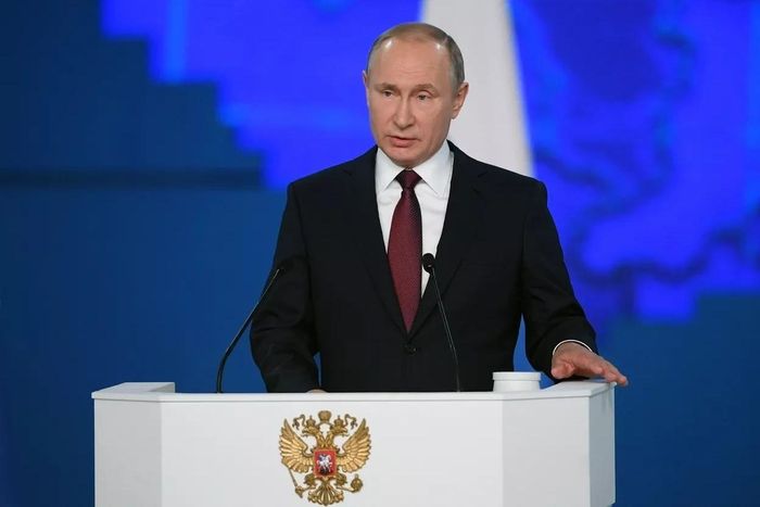 Trong Thông điệp liên bang năm 2024, Tổng thống Nga Vladimir Putin cảnh báo, phương Tây có thể châm ngòi một cuộc xung đột hạt nhân nếu họ điều quân đến Ukraine. (Nguồn: Sputnik)