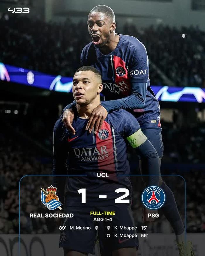 PSG thắng 2-1 trước Real Sociedad