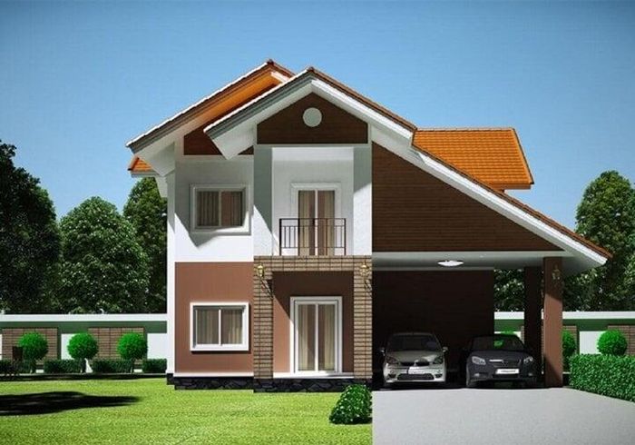 Mẫu nhà được thiết kế mái lệch với chi phí xây dựng 1 tỷ cùng sân vườn thoáng mát. (Ảnh: Kientam)