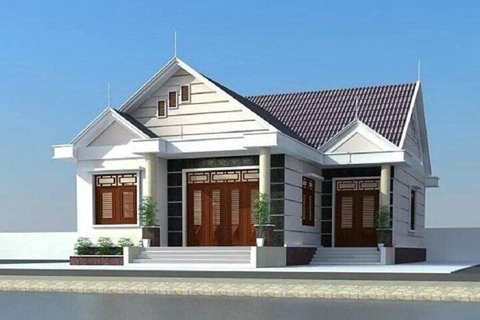 Mẫu nhà được xây dựng với chi phí 1 tỷ được thiết kế với mái thái đơn giản. (Ảnh: Vinavic)