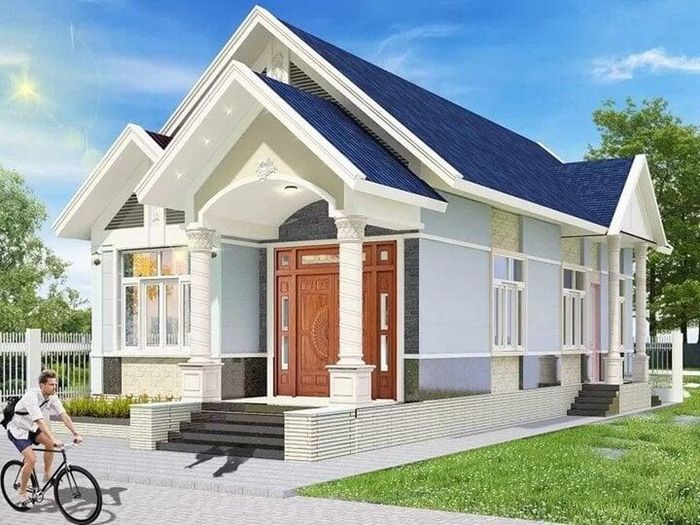 Mẫu nhà được xây dựng với chi phí 1 tỷ có 2 mặt tiền. (Ảnh: Vinavic)