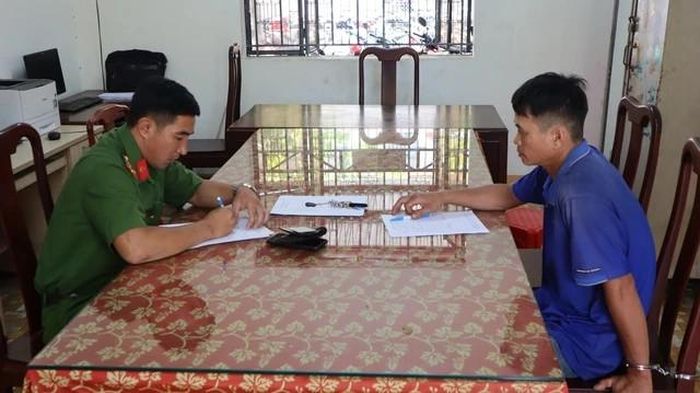 Ông Thắng tại cơ quan công an.