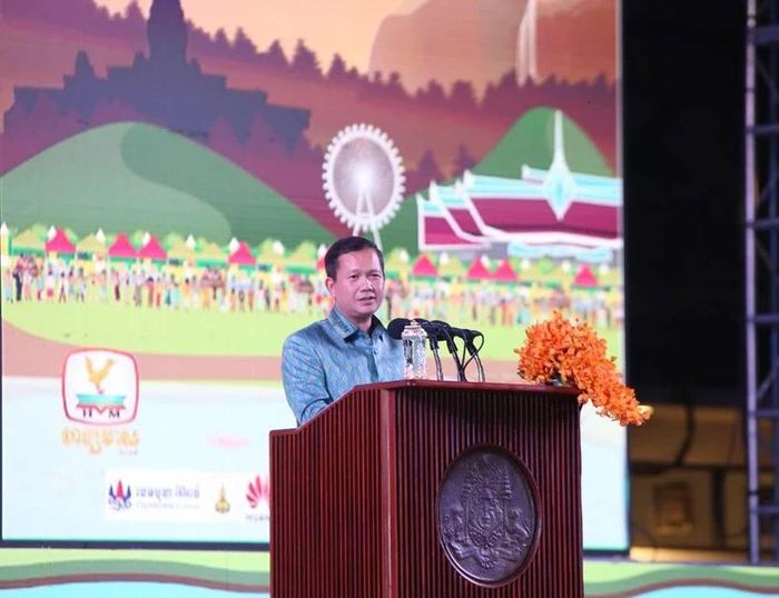 Samdech Moha Bovor Thipadei Hun Manet, Thủ tướng Vương quốc Campuchia phát biểu khai mạc sự kiện. (Ảnh: Fresh News)