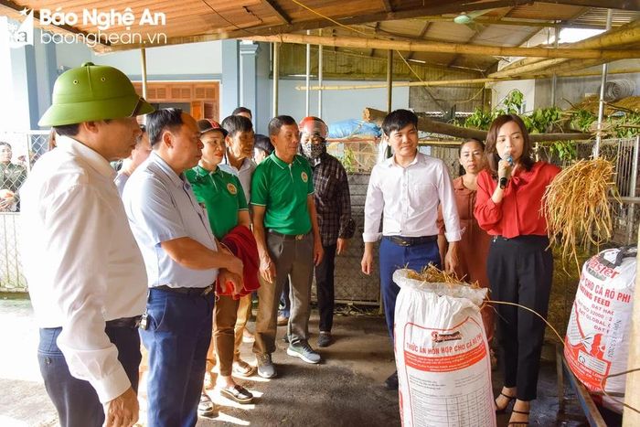  Cán bộ kỹ thuật hướng dẫn hội viên nông dân các kỹ thuật xử lý rác thải (lên men phụ phẩm cây trồng làm thức ăn chăn nuôi. Ảnh: TL 