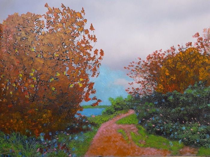 Tác phẩm "Xuân 2" (acrylic) của họa sĩ Nguyễn Trác Cường.