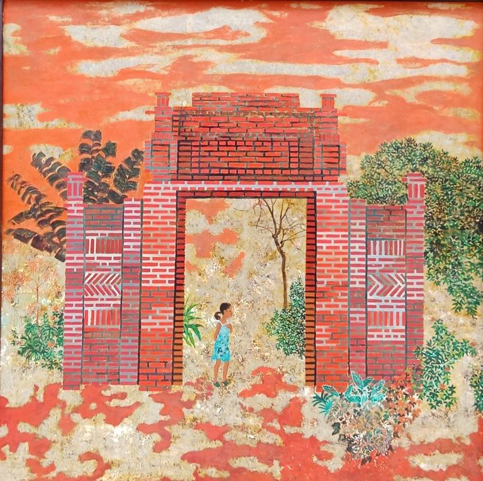 Tác phẩm "Cổng" (sơn mài) của họa sĩ Nguyễn Đình Quang.