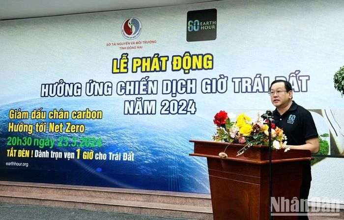 Giám đốc Sở Tài nguyên và Môi trường Đồng Nai Đặng Minh Đức phát biểu tại Lễ phát động.