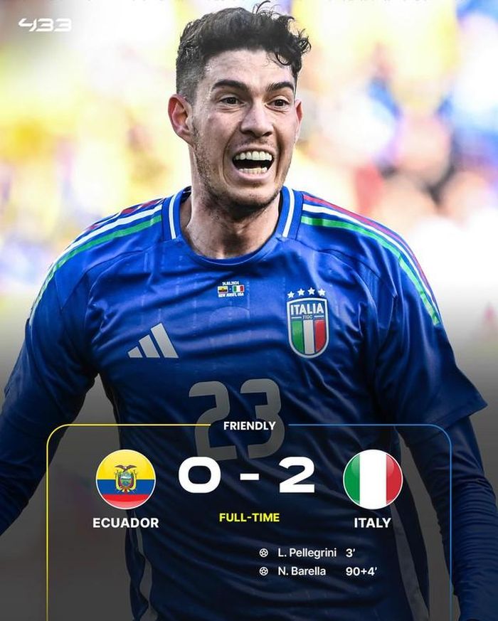 ĐT Ý giành chiến thắng 2-0 trước ĐT Ecuador