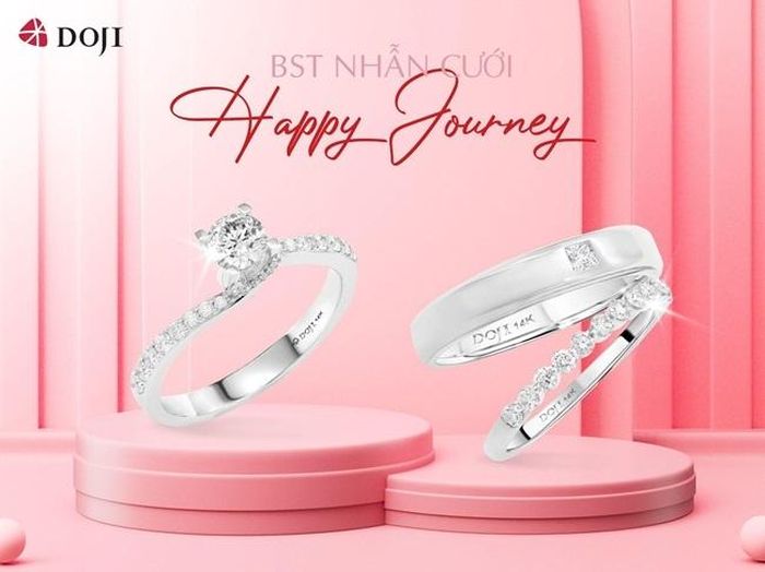 Sự kết hợp giữa nhẫn đính hôn và nhẫn cưới giúp cô dâu thêm tỏa sáng trong ngày trọng đại. Ảnh: DOJI