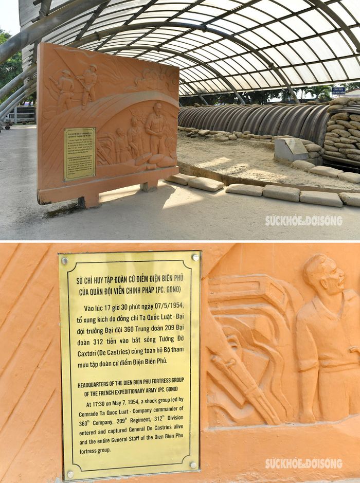 Nằm ngay trung tâm tập đoàn cứ điểm Điện Biên Phủ, thuộc cánh đồng Mường Thanh, cách đồi A1 khoảng 1,5 km về phía Tây (huyện Điện Biên, tỉnh Điện Biên). Hầm chỉ huy tướng Đờ Cát nổi bật lên với những hàng rào giậu, gia cố cẩn thận để chống lại sự tàn phá của thời gian, hệ thống dây kẽm gai dày đặc. Phía trên miệng hầm dựng một bức hình bằng xi măng rộng khoảng 6 mét vuông, khắc họa hình ảnh tướng Đờ Cát cầm ba tong cùng đoàn tùy tùng lầm lũi đầu hàng quân đội Việt Nam. Mái vòm sắt và các bao cát trên nóc hầm, đây là con đường hào có mái che nối liền hầm tướng Đờ Cát với lô cốt trên đồi A1, mà thời đó quân Pháp đã dựng lên.