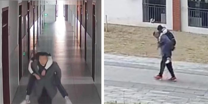 Thầy giáo Xu nhẫn nại đưa học trò về mỗi khi em ngủ gật ở lớp. Ảnh: Cqnews