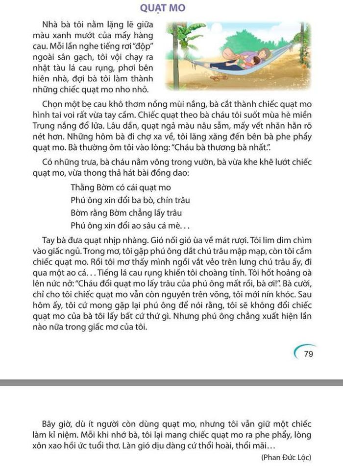 Trang sách “Quạt mo” trong Tiếng Việt 5, tập 2, bộ Kết nối tri thức với cuộc sống - (PD Loc)