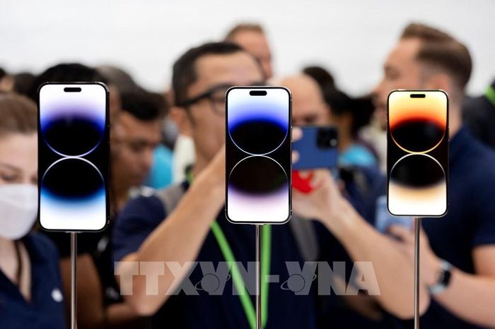 Mẫu iPhone mới 14 Pro và iPhone14 Pro Max, được giới thiệu tại sự kiện của hãng Apple ở Cupertino, California,Mỹ, ngày 7/9/2022. Ảnh: AFP/TTXVN