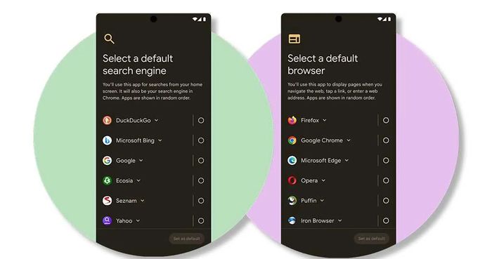  Màn hình chọn trình duyệt mặc định cho người dùng Google Pixel tại EU. Ảnh: Google. 