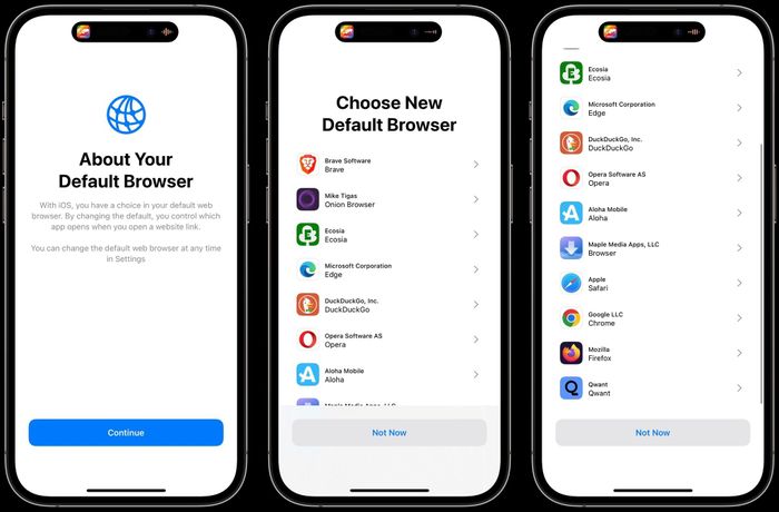  Màn hình chọn trình duyệt mặc định cho người dùng iPhone tại EU. Ảnh: Gigazine. 