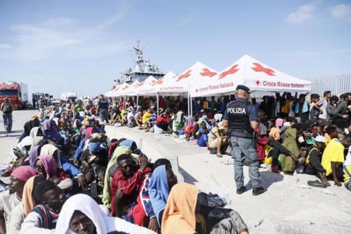 Người di cư ở Lampedusa, Italy, tháng 9/2023.