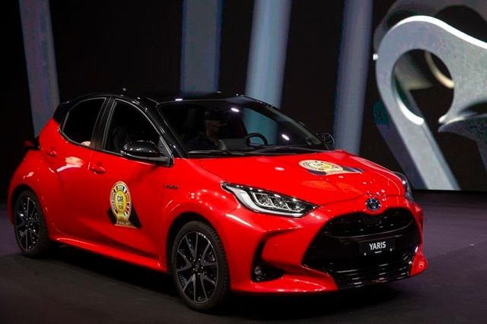 Mẫu xe Toyota Yaris được giới thiệu tại một sự kiện ở Geneva, Thụy Sĩ. Ảnh: AFP/TTXVN