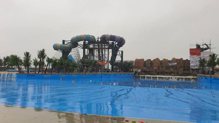 Dự án Công viên nước Sunworld Sầm Sơn sẽ đi vào hoạt động trong hè 2024. (Ảnh chụp tháng 3/2024).