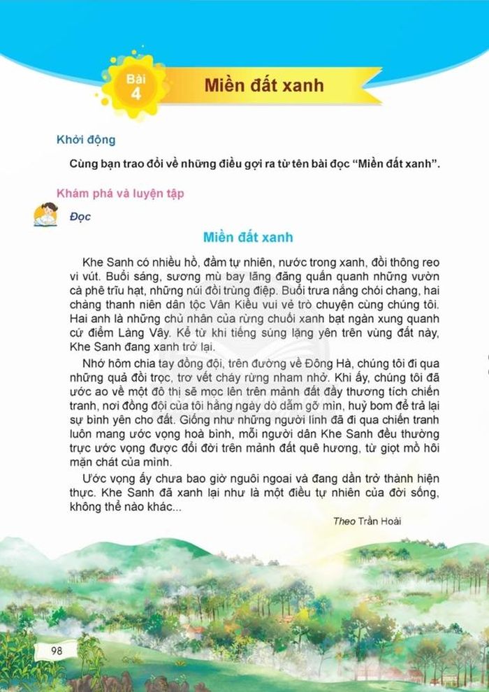 Tản văn "Miền đất xanh" trong "Tiếng Việt 5", tập 2, bộ sách Chân trời sáng tạo