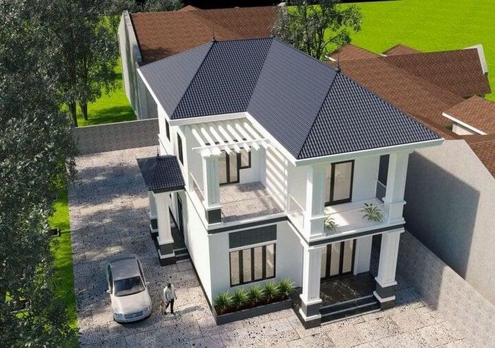 Mẫu nhà mái Thái 2 tầng có thiết kế đơn giản nhưng được rất nhiều người yêu thích lựa chọn xây dựng. (Ảnh: Noithattugia)