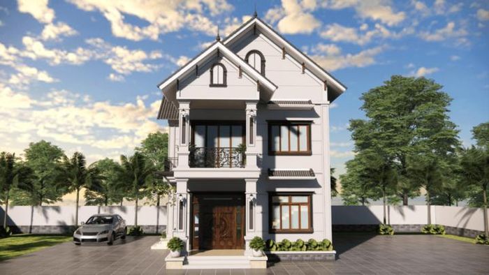 Mẫu nhà mái Thái 2 tầng được thiết kế đơn giản. (Ảnh: Noithattugia)