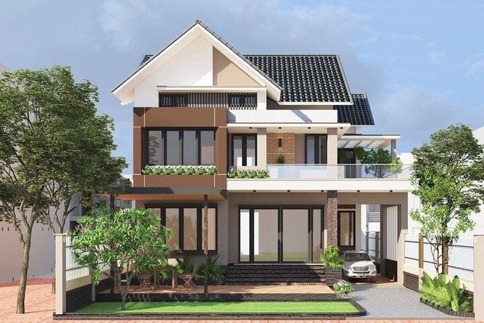 Mẫu nhà được thiết kế đẹp, với đầy đủ công năng, kết hợp nhiều ô cửa kính lấy sáng tối đa. (Ảnh: Noithattugia)