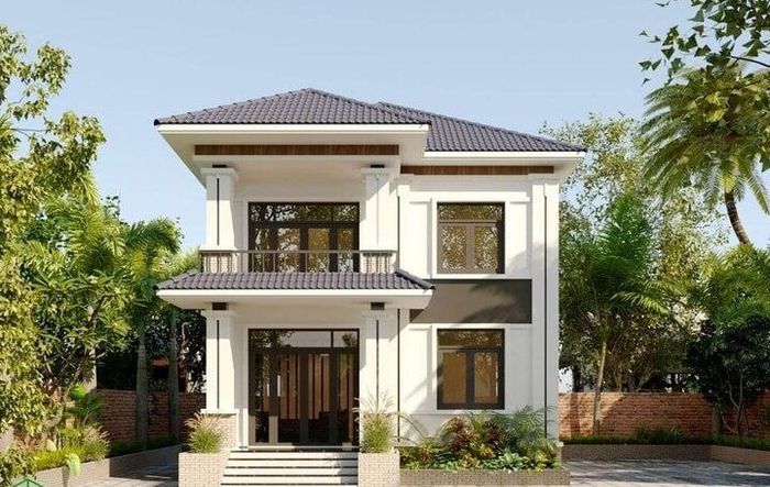 Mẫu nhà mái Thái 2 tầng có sân vườn, không gian cảnh quan thoáng mát. (Ảnh: Noithattugia)