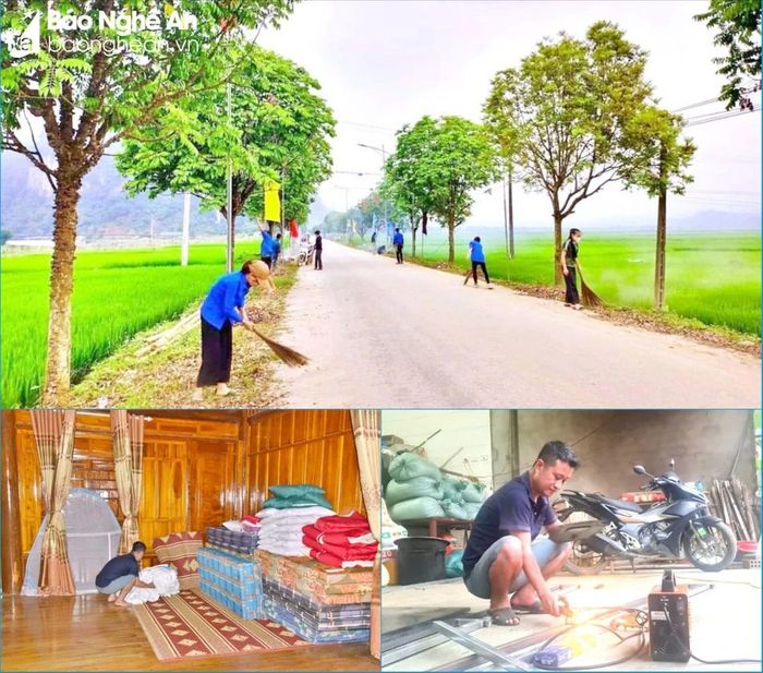  Người dân xã Môn Sơn chỉnh trang dọn dẹp các trục đường giao thông, đầu tư xây dựng các cơ sở homestay phục vụ du lịch cộng đồng. Ảnh: Hoài Thu 