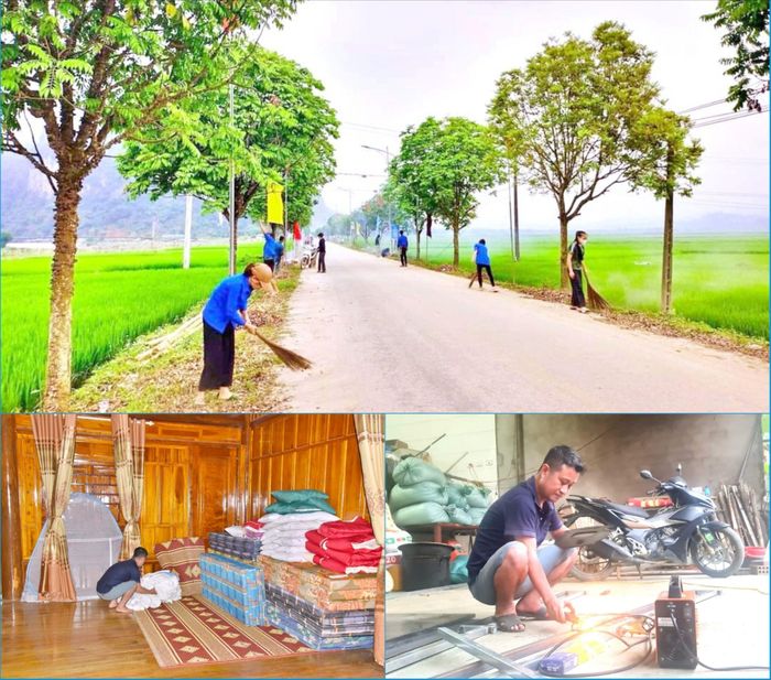  Người dân xã Môn Sơn chỉnh trang dọn dẹp các trục đường giao thông, đầu tư xây dựng các cơ sở homestay phục vụ du lịch cộng đồng. Ảnh: Hoài Thu 