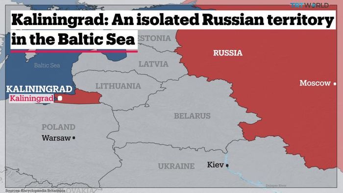 Kaliningrad là vùng lãnh thổ tách rời khỏi Liên bang Nga, nằm trên Biển Baltic. Ba Lan nằm giáp với Kaliningrad và Belarus. Ảnh: TRT World